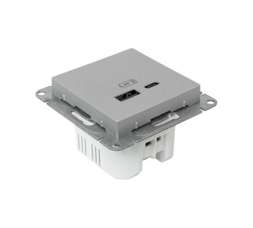 Механизм розетки USB-A+С, алюминий Эпика EKF  UP1-SOA-USBA+USBC  EKF