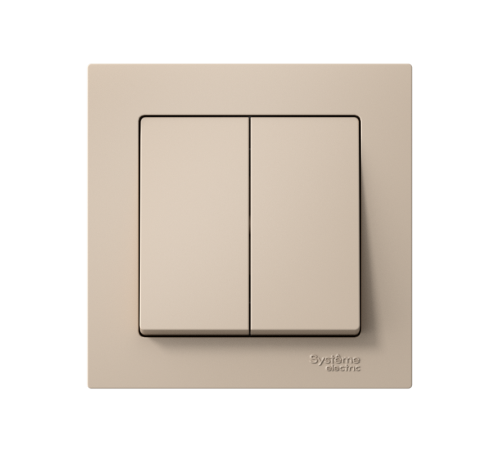 AtlasDesign Песочный Выключатель 2-клавишный, сх.5, 10АХ, (в сборе с рамкой), быстрозажимные клеммы  ATN001252S  SE