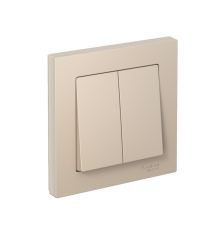 AtlasDesign Песочный Выключатель 2-клавишный, сх.5, 10АХ, (в сборе с рамкой), быстрозажимные клеммы  ATN001252S  SE