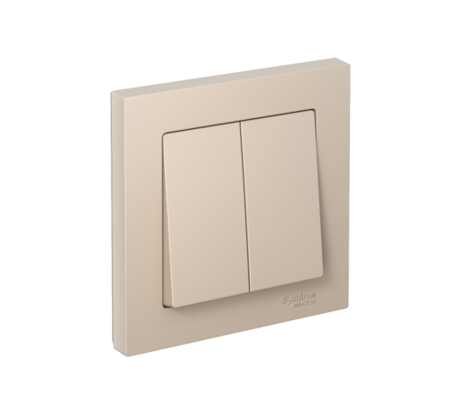 AtlasDesign Песочный Выключатель 2-клавишный, сх.5, 10АХ, (в сборе с рамкой), быстрозажимные клеммы  ATN001252S  SE