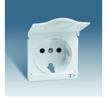 Simon 82 Накладка с крышкой с защитными шторками и индикатором сети для двухполюсной розетки с заземляющим ко  82099-33  Simon