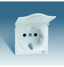 Simon 82 Накладка с крышкой с защитными шторками и индикатором сети для двухполюсной розетки с заземляющим ко  82099-30  Simon