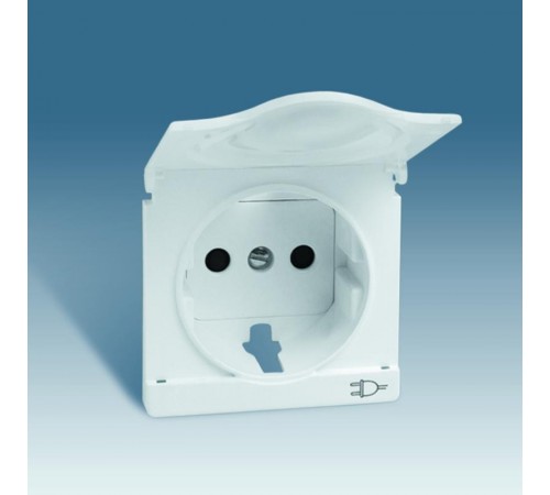 Simon 82 Накладка с крышкой с защитными шторками и индикатором сети для двухполюсной розетки с заземляющим ко  82099-34  Simon