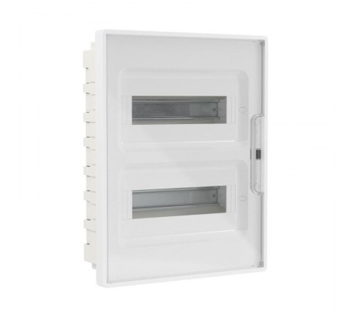 Щиток 24 мод встраиваемый FRAME, белый, с прозрачной дверцей, с 4 шинами  PEN (2шт на 8 отв. и 2шт на 6 отв.)  F24B1WT  DKC