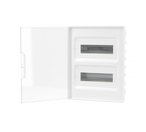 Щиток 24 мод встраиваемый FRAME, белый, с прозрачной дверцей, с 4 шинами  PEN (2шт на 8 отв. и 2шт на 6 отв.)  F24B1WT  DKC