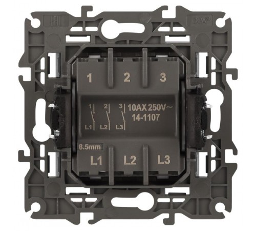 Выключатель Elegance 14-1107-16 тройной, 10АХ-250В, титан  Б0065799  ЭРА