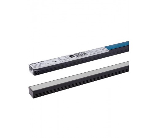 Алюминиевый профиль накладной черный 1612 (1 м), матовый рассеиватель, 2 заглушки, 2 крепежа  SQ0331-0493  TDM