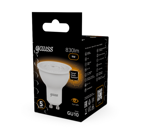 Лампа светодиодная MR16 9W 830lm 3000K GU10 LED 1/10/100  101506109  Gauss