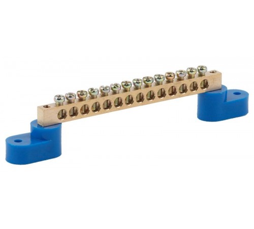 Шина N "ноль" на двух угловых изол ШНИ-8х12-14-У2-синий NO-222-70 Б0033449  ЭРА