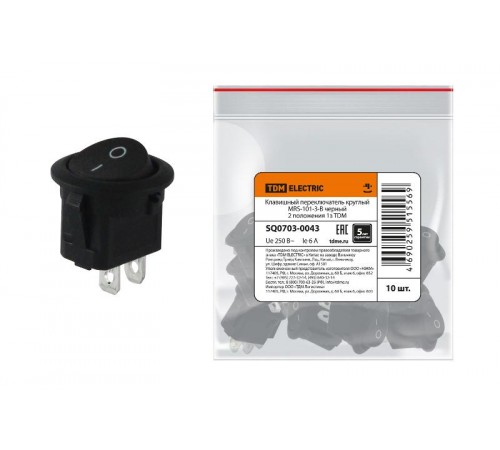 Клавишный переключатель круглый MRS-101-3-B черный 2 положения 1з  SQ0703-0043  TDM