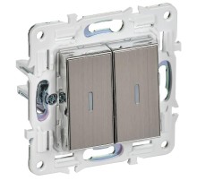 SKANDY Выключатель 2-клавишный проходной с индикацией 10А SK-V10N никель  SK-V22-1-10-K50  IEK