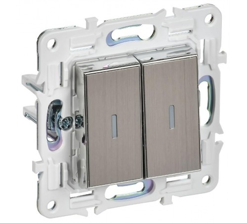 SKANDY Выключатель 2-клавишный проходной с индикацией 10А SK-V10N никель  SK-V22-1-10-K50  IEK