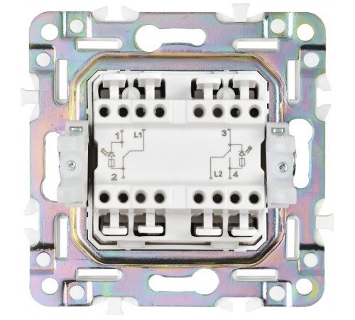 SKANDY Выключатель 2-клавишный проходной с индикацией 10А SK-V10N никель  SK-V22-1-10-K50  IEK