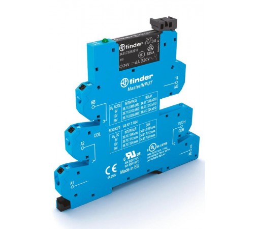 Интерфейсный модуль, электромеханические реле, серия MasterINPUT; 1CO 6A; контакты AgNi+Au; питание 24В AC/DC  397100245060  Finder