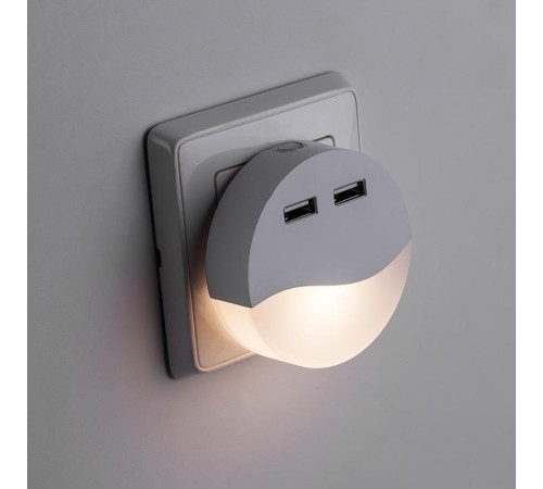 Светильник ночник c 2мя USB выходами, FN1122 0,45W 230V, белый  41021  Feron