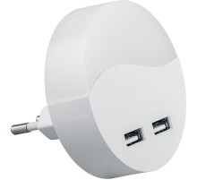 Светильник ночник c 2мя USB выходами, FN1122 0,45W 230V, белый  41021  Feron