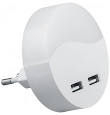 Светильник ночник c 2мя USB выходами, FN1122 0,45W 230V, белый  41021  Feron