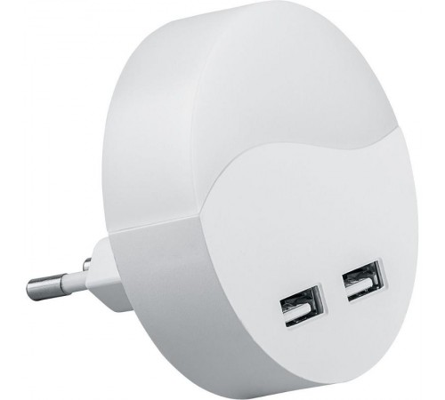Светильник ночник c 2мя USB выходами, FN1122 0,45W 230V, белый  41021  Feron