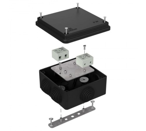 Коробка огнестойкая для о/п 40-0300-FR6.0-4 Е15-Е120 RAL9005 100х100х50 (14 шт/кор) черная  40-0300-9005-FR6.0-4  Промрукав