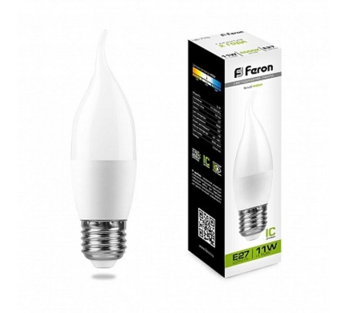 Лампа светодиодная LB-770 (11W) 230V E27 4000K свеча на ветру  25953  FERON