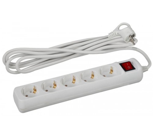 Удлинитель Россия ЭРА UX-5es-1,5m Удлин-ль c заземлением, 3x0,75мм2, c выкл. 5гн, 1,5м  Б0035756  ЭРА