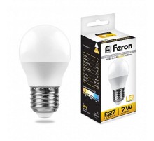 Лампа светодиодная LB-95 (7W) 230V E27 6400K G45  25483  FERON