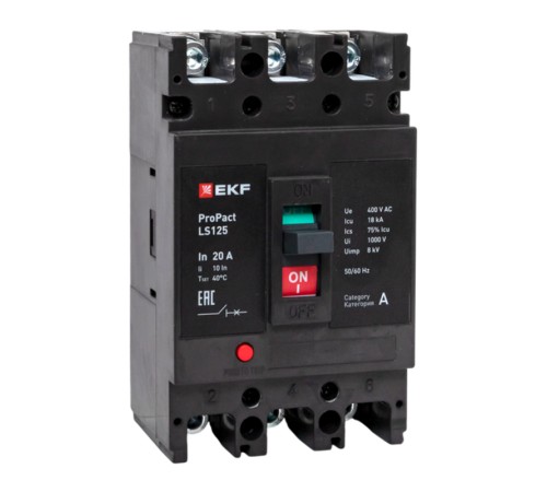 Выключатель автоматический LS125 18кА 3P 20А ProPact  mccb-125-18-3-20-ls  EKF