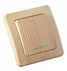 Выключатель скрытой установки, одноклавишный, с индикацией, с самовозвратом, цвет сосна  ВС10-332-02  HEGEL