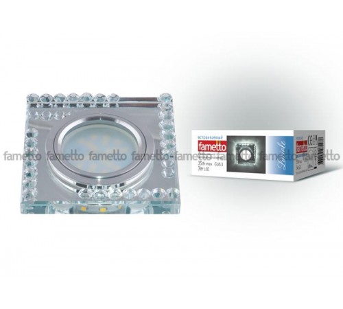 Светильник декор.встр Luciole DLS-L101 GU5.3 CHROME/CLEAR квадр GU5.3 доп.LED подсветка 3Вт металл/стекл. Хром/прозр  09998  Fametto