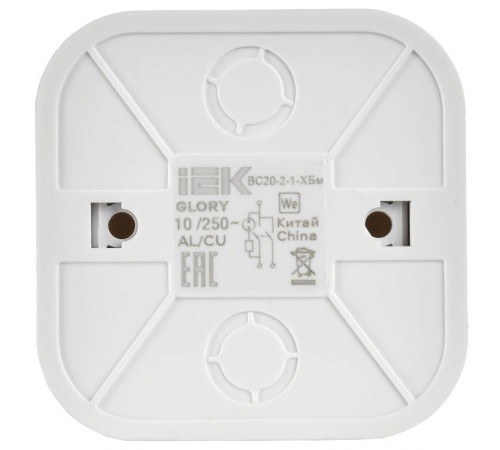 GLORY Выключатель 2-клавишный с индикацией о/у 10А ВС20-2-1-ХБм белый матовый  EVH21-K01M-10  IEK