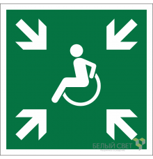 Знак безопасности BL-2020B.E65"Пункт (место) сбора МГН (безопасная зона МГН)"  a21293  Белый свет