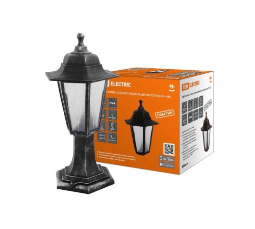 Светильник садово-парковый НТУ 06-60-001 шестигранник, стойка, пластик, расс.пластик, серебро  SQ0330-0792  TDM