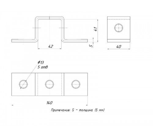 STRUT-пластина П-образная 5 отверстий HDZ  stpp5-HDZ  EKF