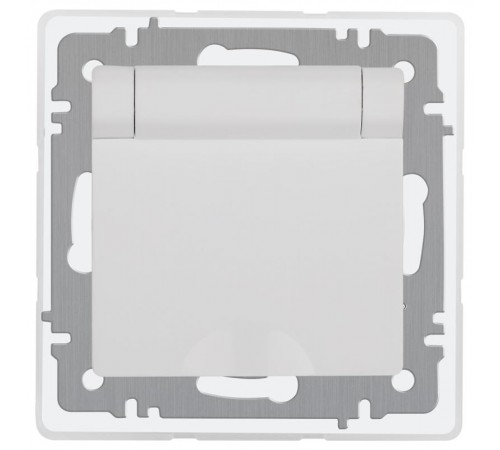 Розетка Intro Accent 6-209-01 , 2P+E Schuko с крышкой штор., 16А-250В, IP44, СУ, AL/CU, белый   Б0063553  Intro