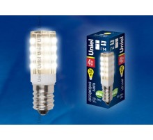 Лампа светодиодная LED-Y16-4W/WW/E14/CL PLZ04WH LED для холод.и швейных машин. Прозрачная колба. Цвет свечения теплый белый.УпаковкаUL-00000179Uniel