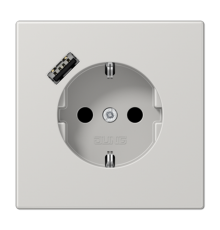 Розетка SCHUKO® с USB-зарядным устройством, тип A; термопласт; светло-серый  LS1520-18ALG  Jung