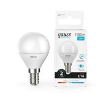 Лампа светодиодная LED 10Вт E14 220В 4100К Elementary шар  53120  Gauss