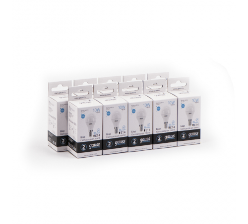 Лампа светодиодная LED 10Вт E14 220В 4100К Elementary шар  53120  Gauss