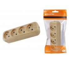 Колодка розеточная 4 гнезда 2П б/з 10А 250В "Эко" (сосна)   SQ1806-0050  TDM