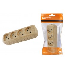 Колодка розеточная 4 гнезда 2П б/з 10А 250В "Эко" (сосна)   SQ1806-0050  TDM