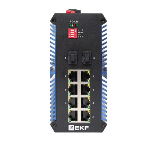 Промышленный неуправляемый коммутатор U-2GX/SFP-8GTP, 2 порта 1000Base-X SFP, 8 портов 10/100/1000Base-T(X) RJ45 c PoE, монтаж на динрейку TSX TSX-U-