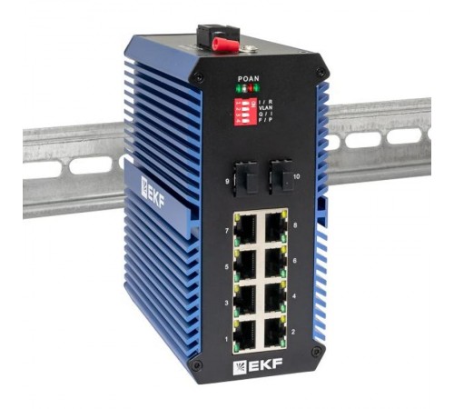 Промышленный неуправляемый коммутатор U-2GX/SFP-8GTP, 2 порта 1000Base-X SFP, 8 портов 10/100/1000Base-T(X) RJ45 c PoE, монтаж на динрейку TSX TSX-U-