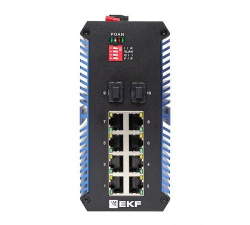 Промышленный неуправляемый коммутатор U-2GX/SFP-8GTP, 2 порта 1000Base-X SFP, 8 портов 10/100/1000Base-T(X) RJ45 c PoE, монтаж на динрейку TSX TSX-U-