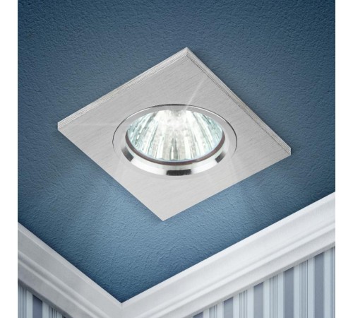 Светильник точечный встраиваемый под лампу KL57 50Вт MR16 серебро алюминиевый  Б0017254  ЭРА