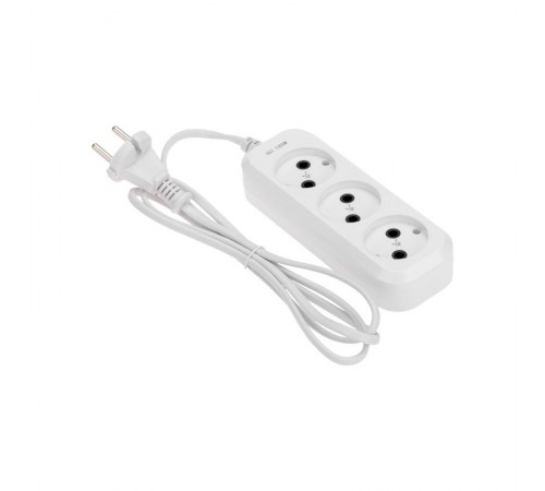 Удлинитель 3 гнезда, 1,5м, 2х0,75мм, б/з, белый  13-4205  PROconnect