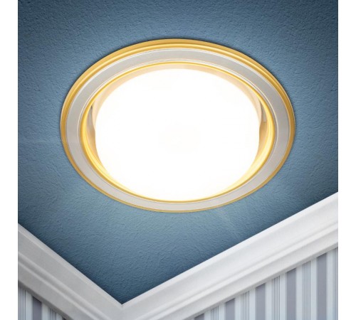 Светильник точечный встраиваемый под лампу KL35 13Вт GX53 сатин никель/золото  Б0017631  ЭРА