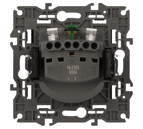 14-2103-05 Розетка с заземлением со шторками с крышкой, 16A-250В, IP20, Эра Elegance, антрацит  Б0034282  ЭРА