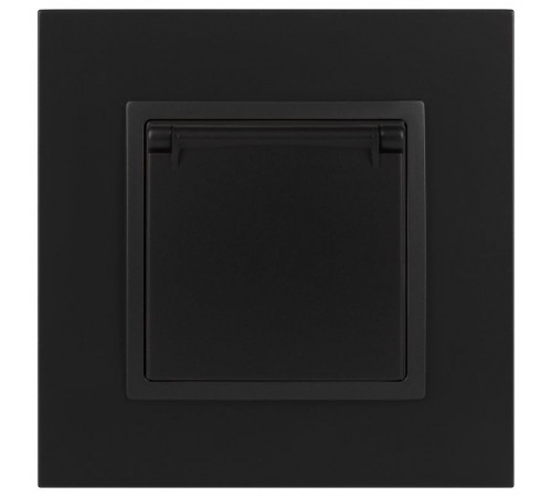 14-2103-05 Розетка с заземлением со шторками с крышкой, 16A-250В, IP20, Эра Elegance, антрацит  Б0034282  ЭРА