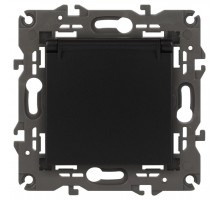 14-2103-05 Розетка с заземлением со шторками с крышкой, 16A-250В, IP20, Эра Elegance, антрацит  Б0034282  ЭРА