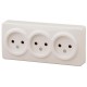 Розетка 11-2207-02  3х2P, 16АХ-250В, ОУ, Эксперт, Слоновая кость Б0020698  ЭРА